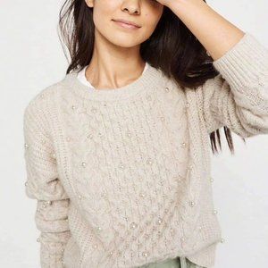 Abercrombie and Fitch Cream Pearls Embellished Sweater